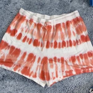 Womens Pink and White Tie Dye Shorts